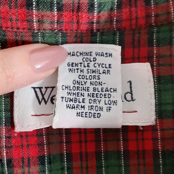 Vintage 90s Santa Claus Embroidered Button Up Shirt Red Plaid Christmas Womens L - Picture 9 of 12